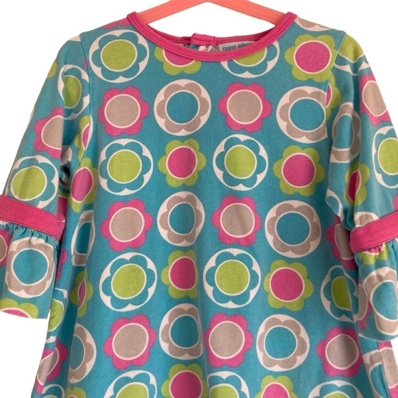 Chez Ami by Patsy Aiken Retro Style Bell Sleeve Floral Polka Dot Cotton Dress 6X - Picture 2 of 16